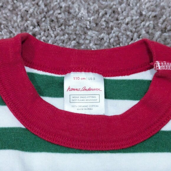 Hanna Andersson Green striped Christmas pajamas - Picture 4 of 5